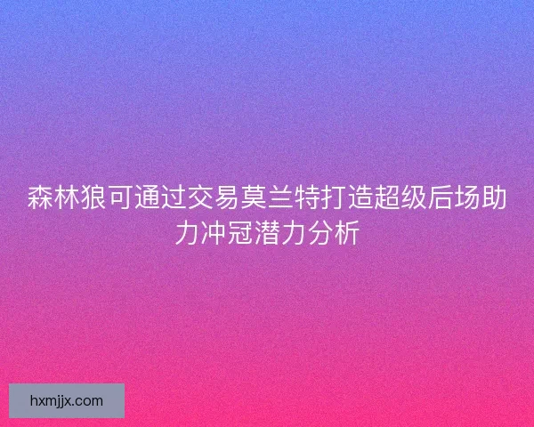 森林狼可通过交易莫兰特打造超级后场助力冲冠潜力分析