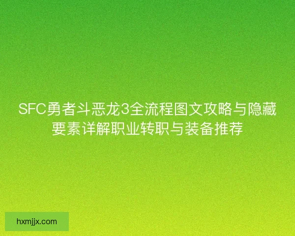 SFC勇者斗恶龙3全流程图文攻略与隐藏要素详解职业转职与装备推荐